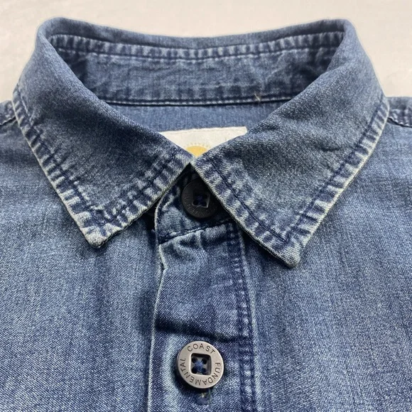 Fundamental Coast Denim Short Sleeve Button Up (Blue) - Picture 7 of 16